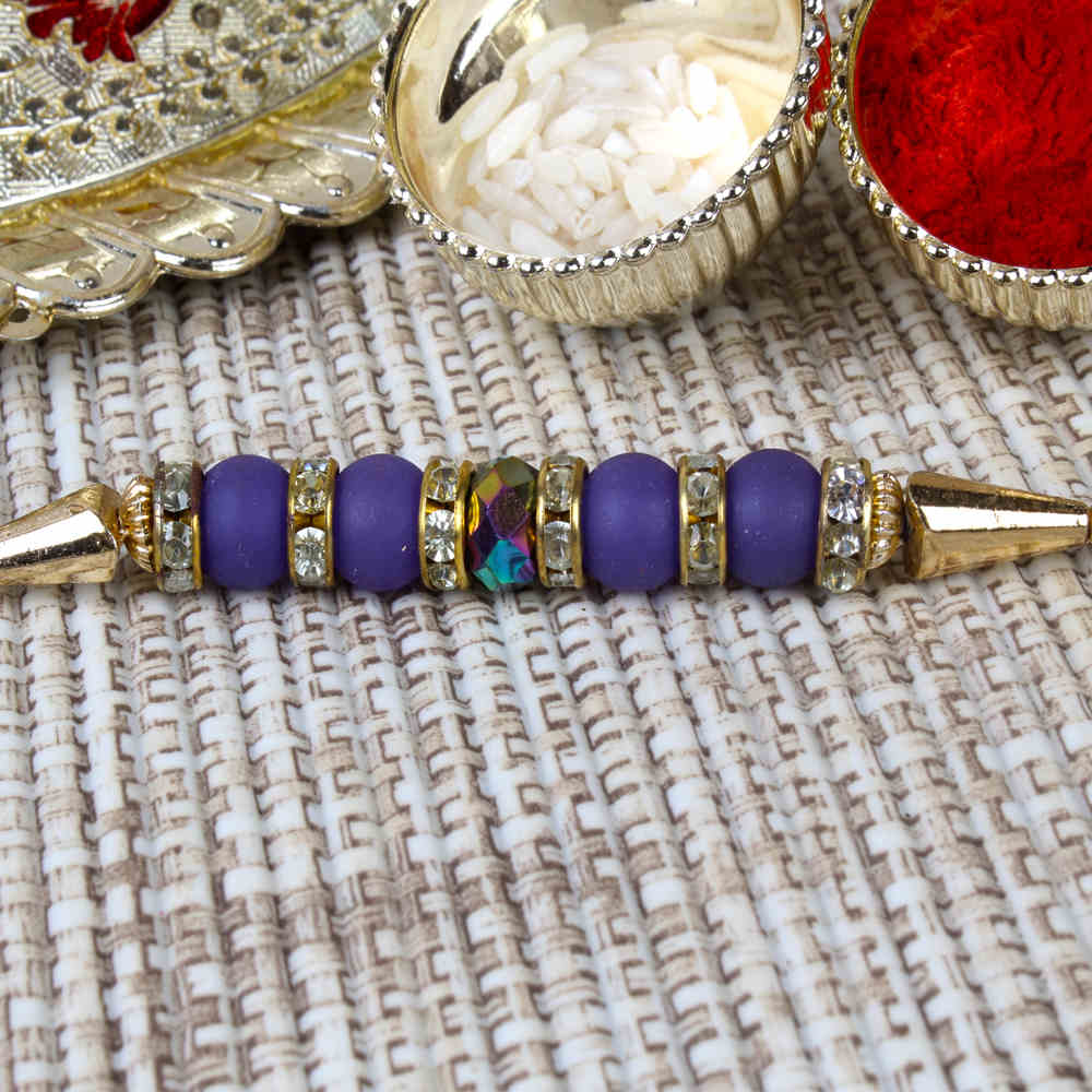 Shiny Crystal  Bead with Colorful Beads Rakhi