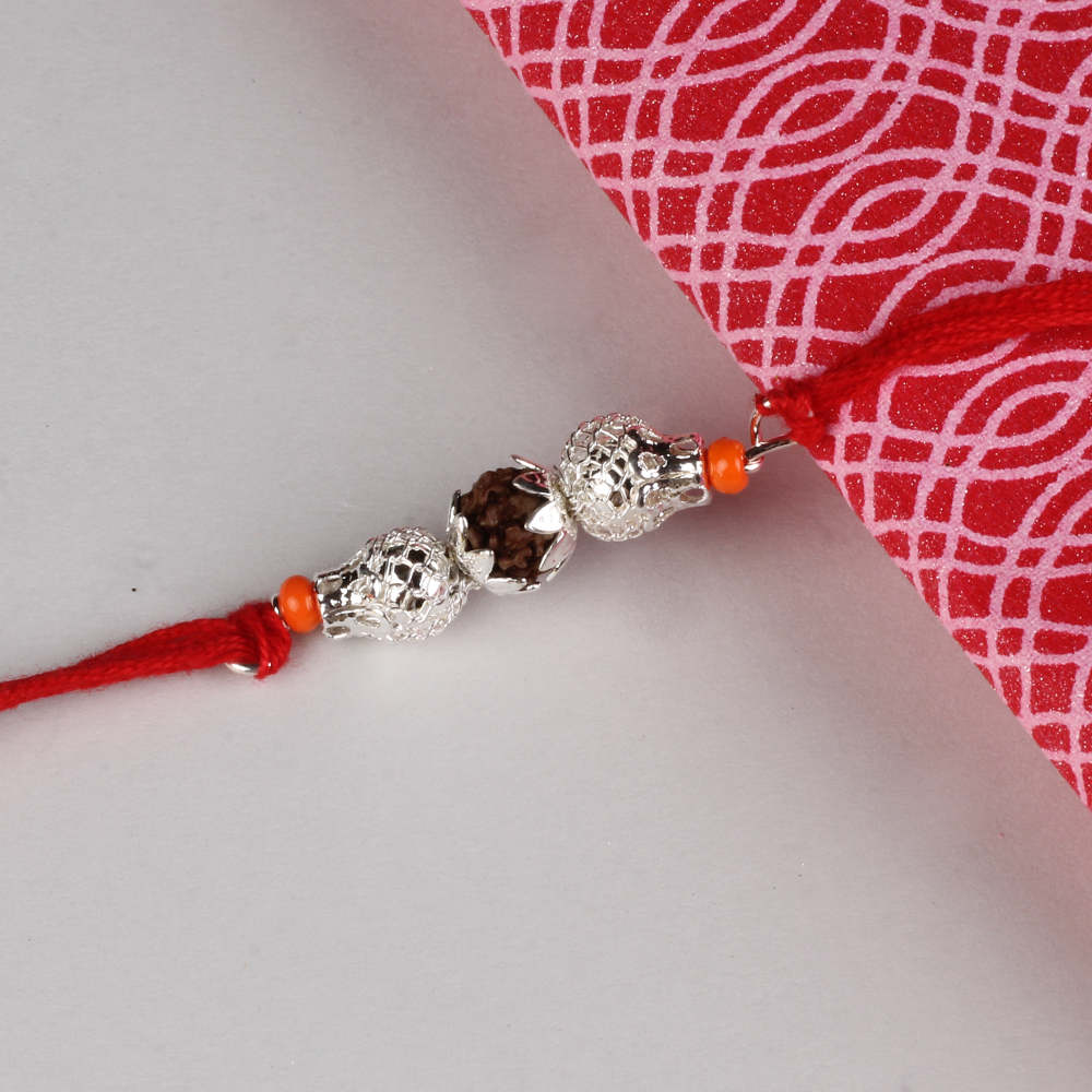 Silver Shiny Rudraksha Rakhi