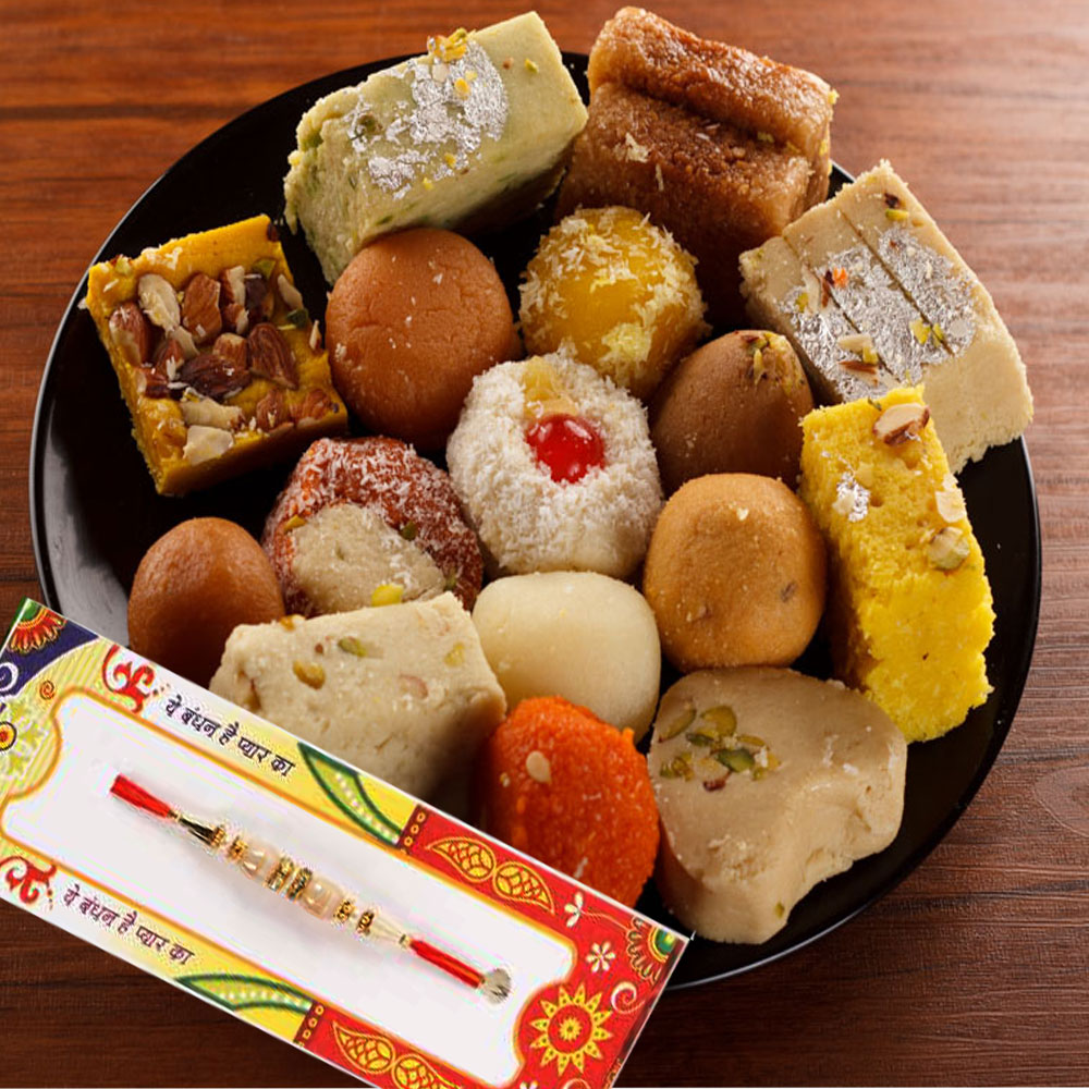 Express Delivery of Rakhi with 500 Gms Mix Sweet Box