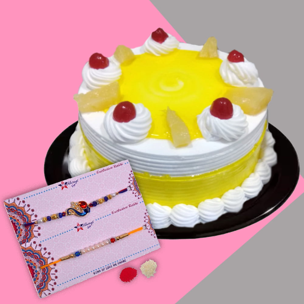 Pineapple Cake with Two Rakhis