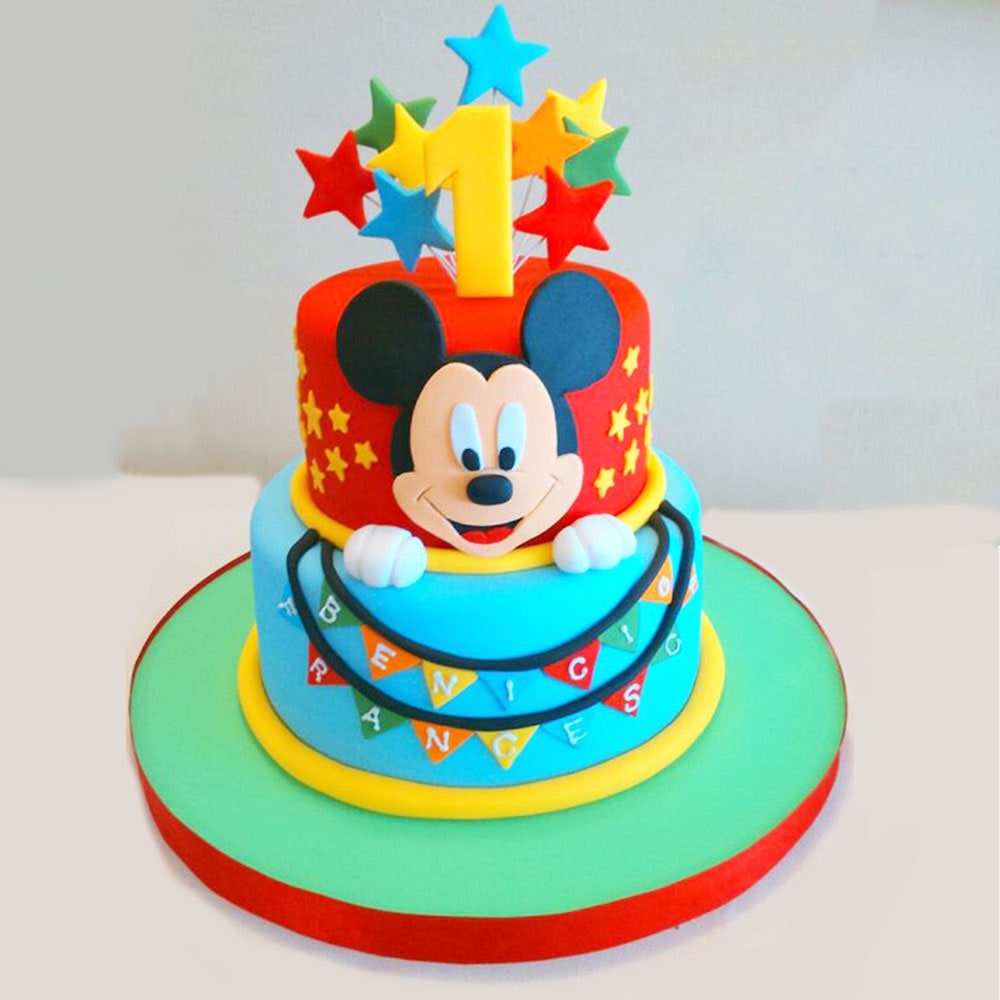 2tier Fondant mickey mouse cake