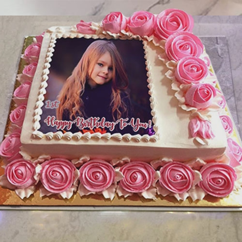 1st Birthday Photo Cake