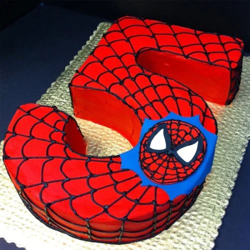 Spider Man Theme Number shape  Cake