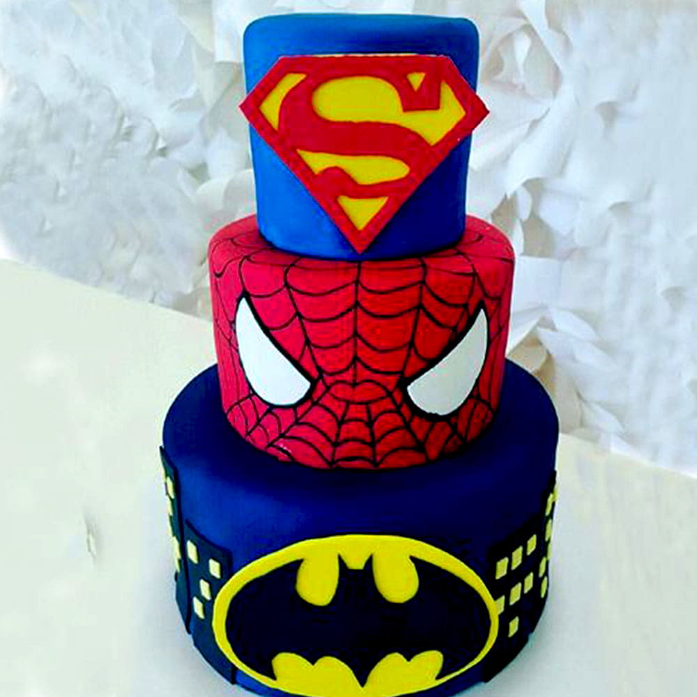 3 tier Superhero Theme Cake
