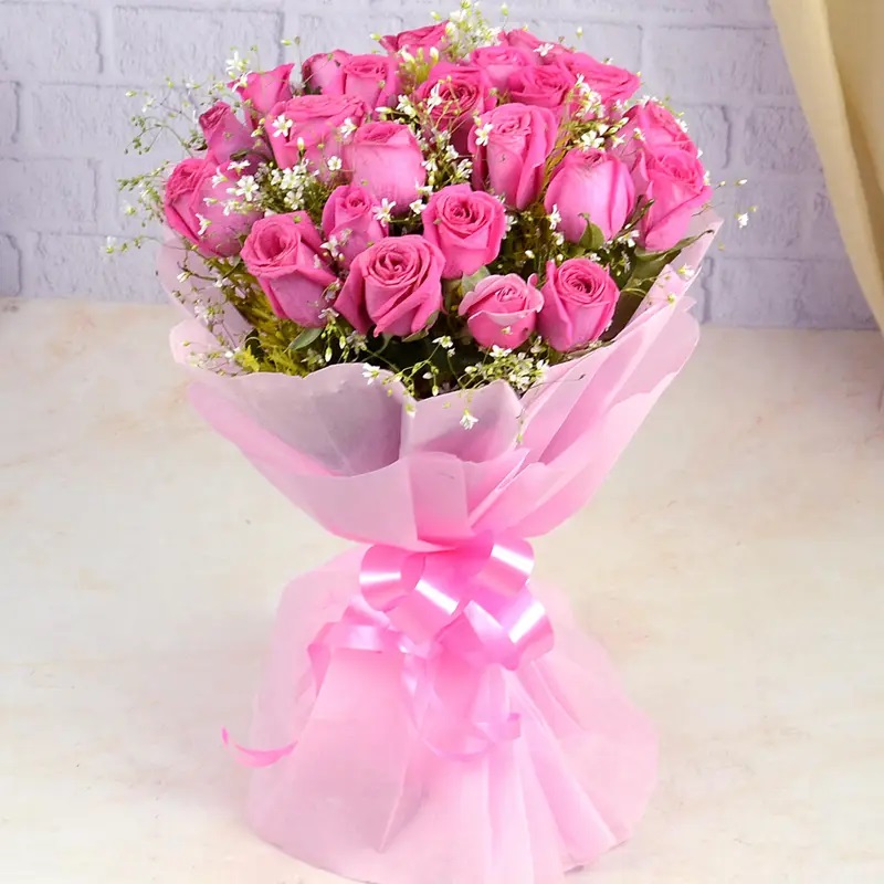 Vibrant Pink Roses Bouquet Valentine Special