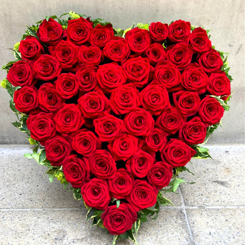 75 Roses Heart Shape Basket