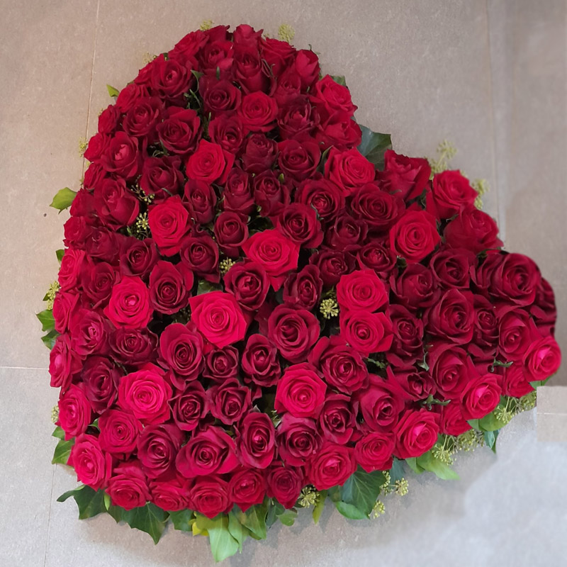 121 Roses Heart Shape Arrangement