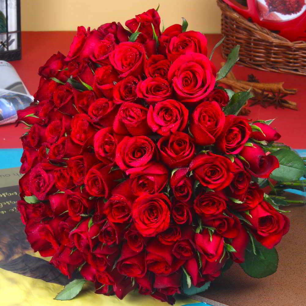 Surprising 100 Fresh Red Roses Bouquet