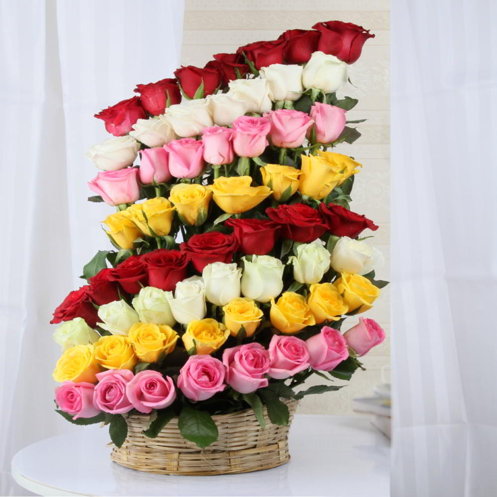 Decorated Layer Mix Roses Arrangement For Valentine Gift