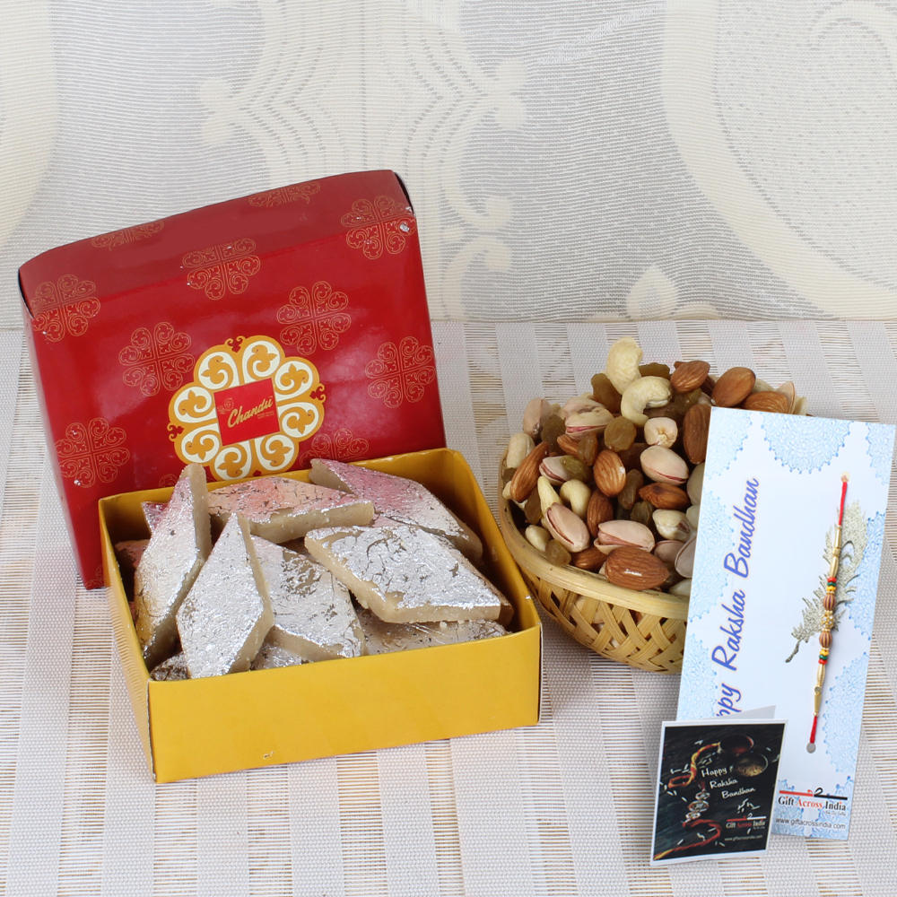  Assorted Dry Fruits with Kaju Katli and Rakhi