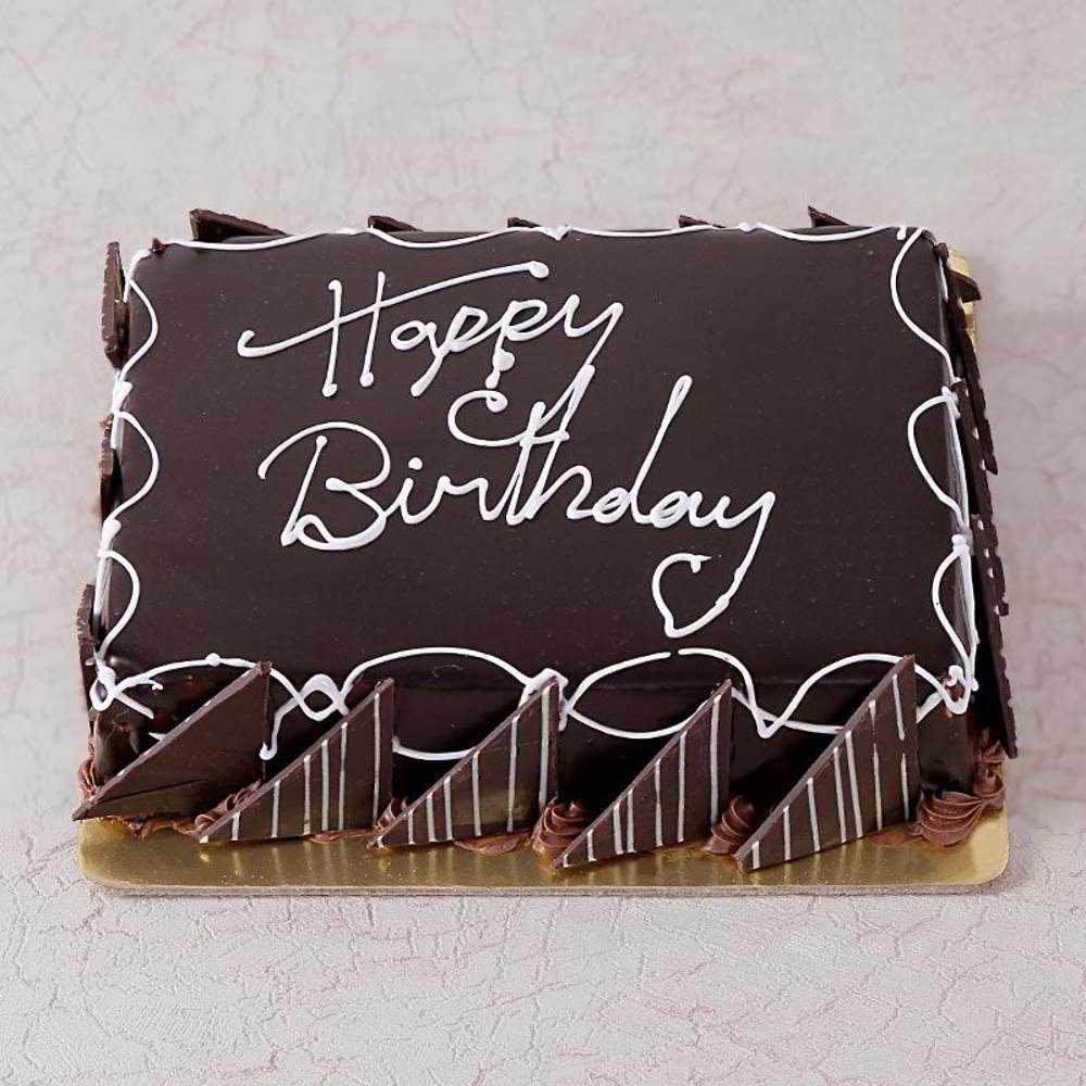 Square Shape Dark Chocolate Happy Birthday Cake for Mumbai