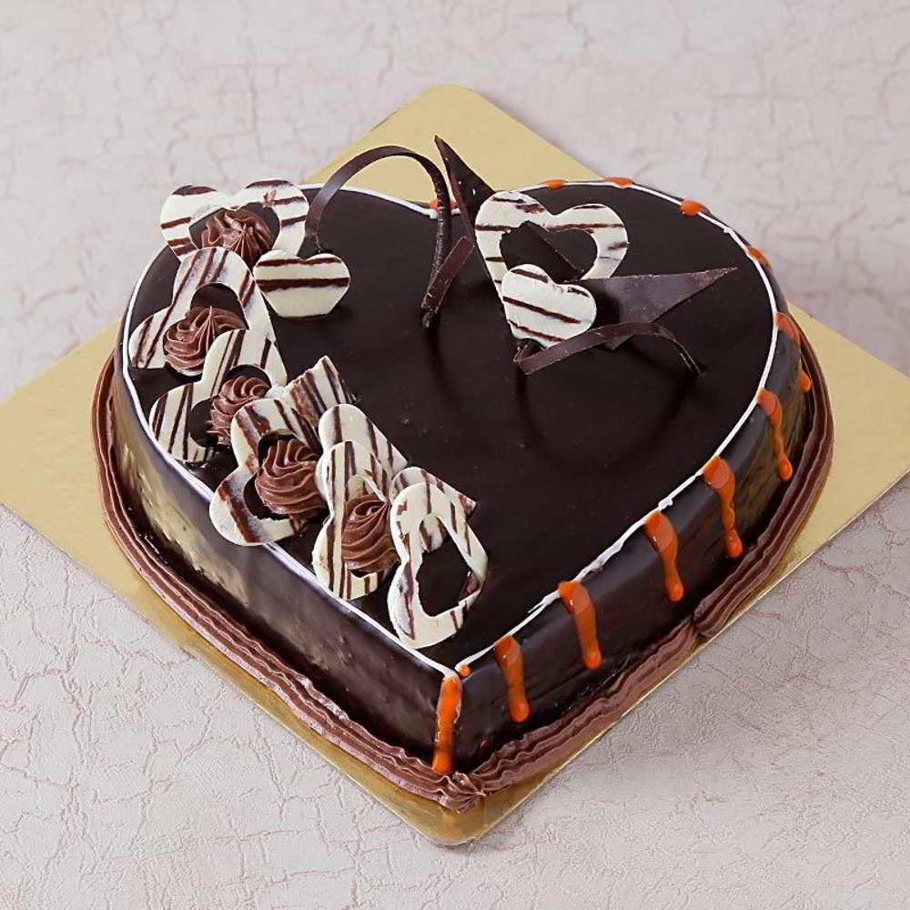 Eggless Heart Shaped Chocolate Truffle Cake for Mumbai