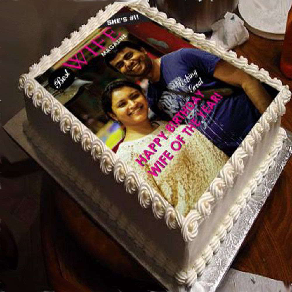 Square Vanilla Photo Cake for Mumbai