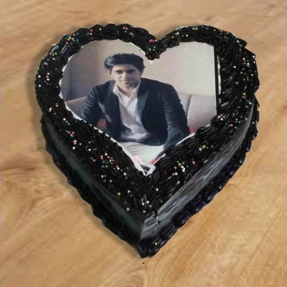 Heart Shape Chocolate Photo Cake for Mumbai