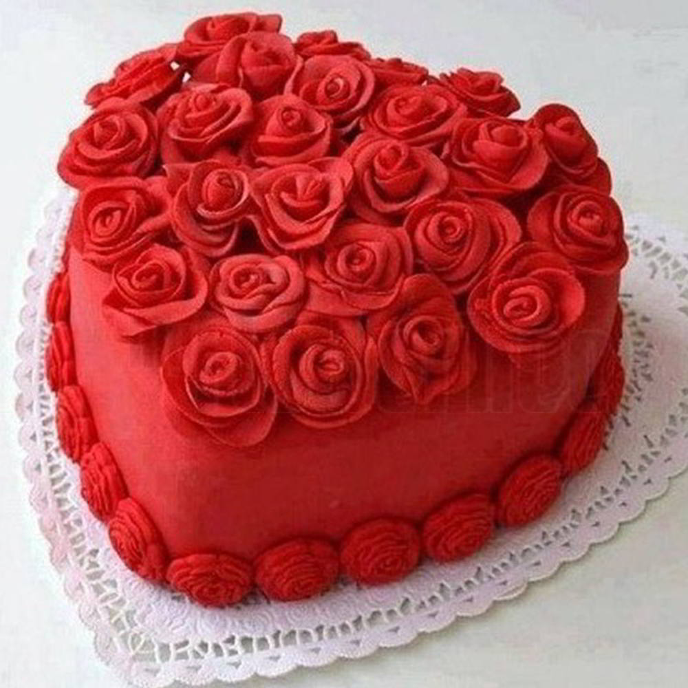 3D Roses Heart Shaped Cake for Mumbai