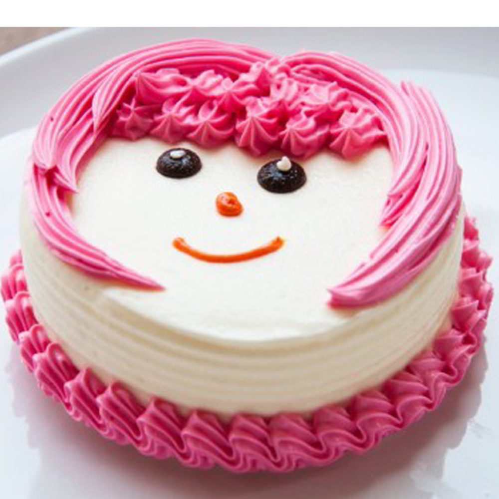Strawberry Vanilla Face Cake for Mumbai