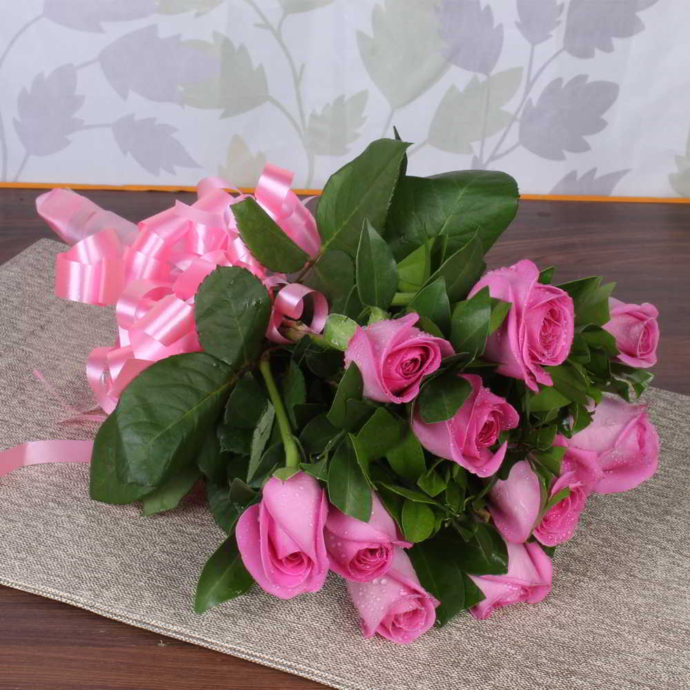 10 Pink Roses Bouquet for Mumbai