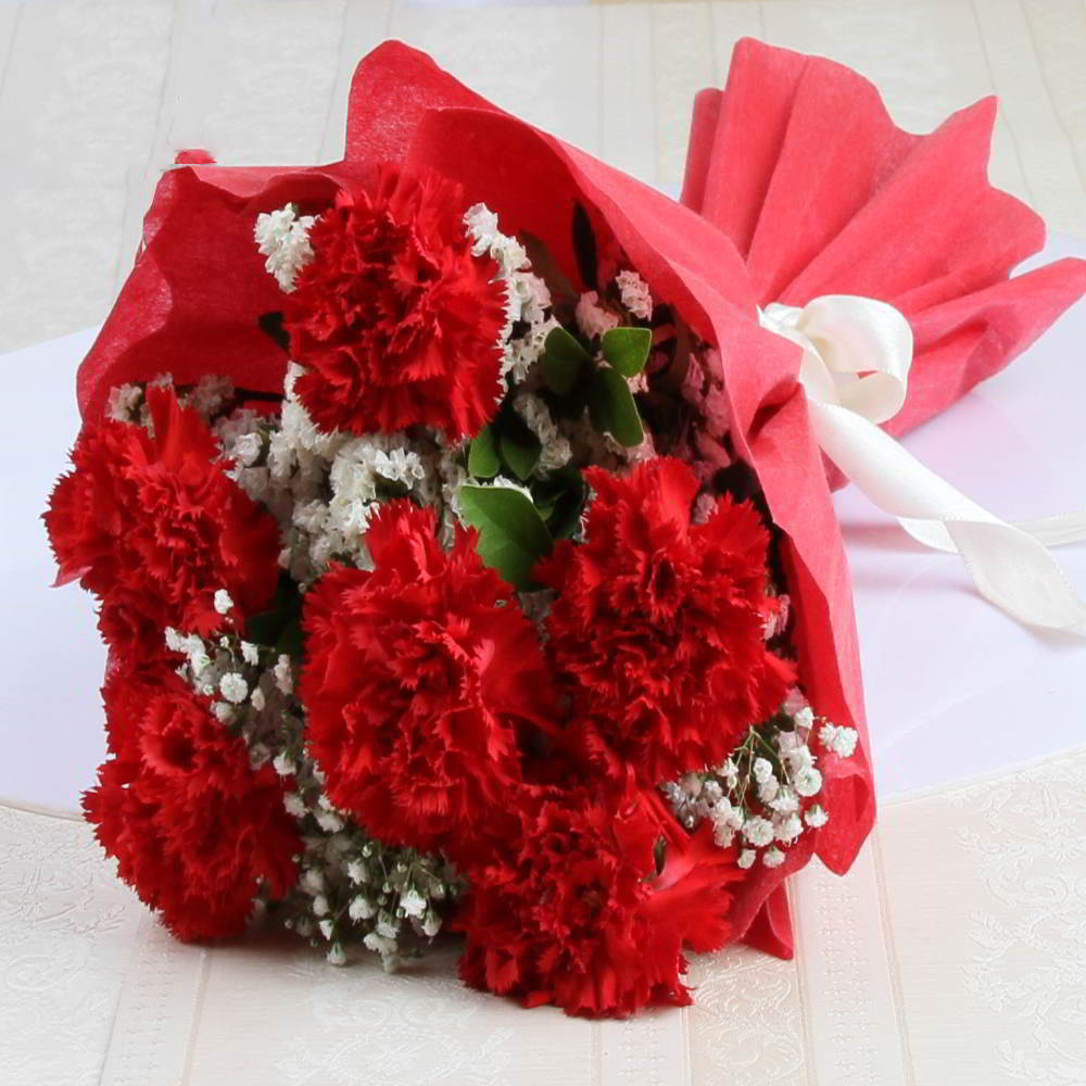 Tissue Wrapped of Red Carnation for Mumbai