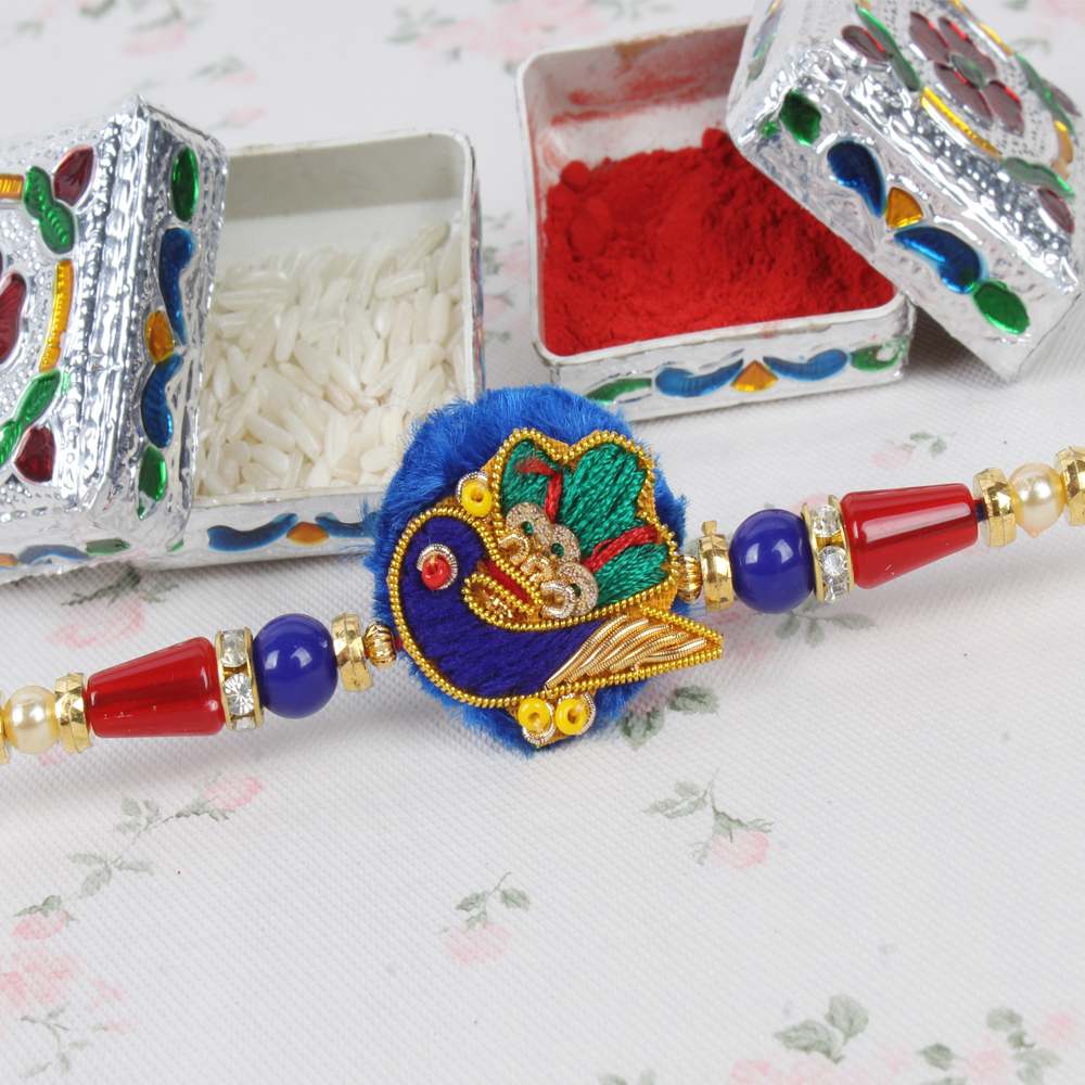 Unique Peacock Zardosi Rakhi