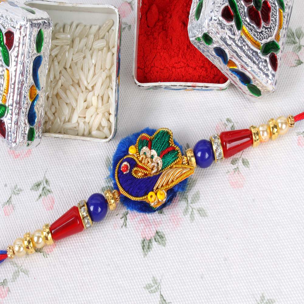 Peacock Zardosi Rakhi 