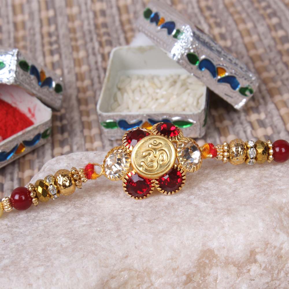 Om Diamond Stone Rakhi