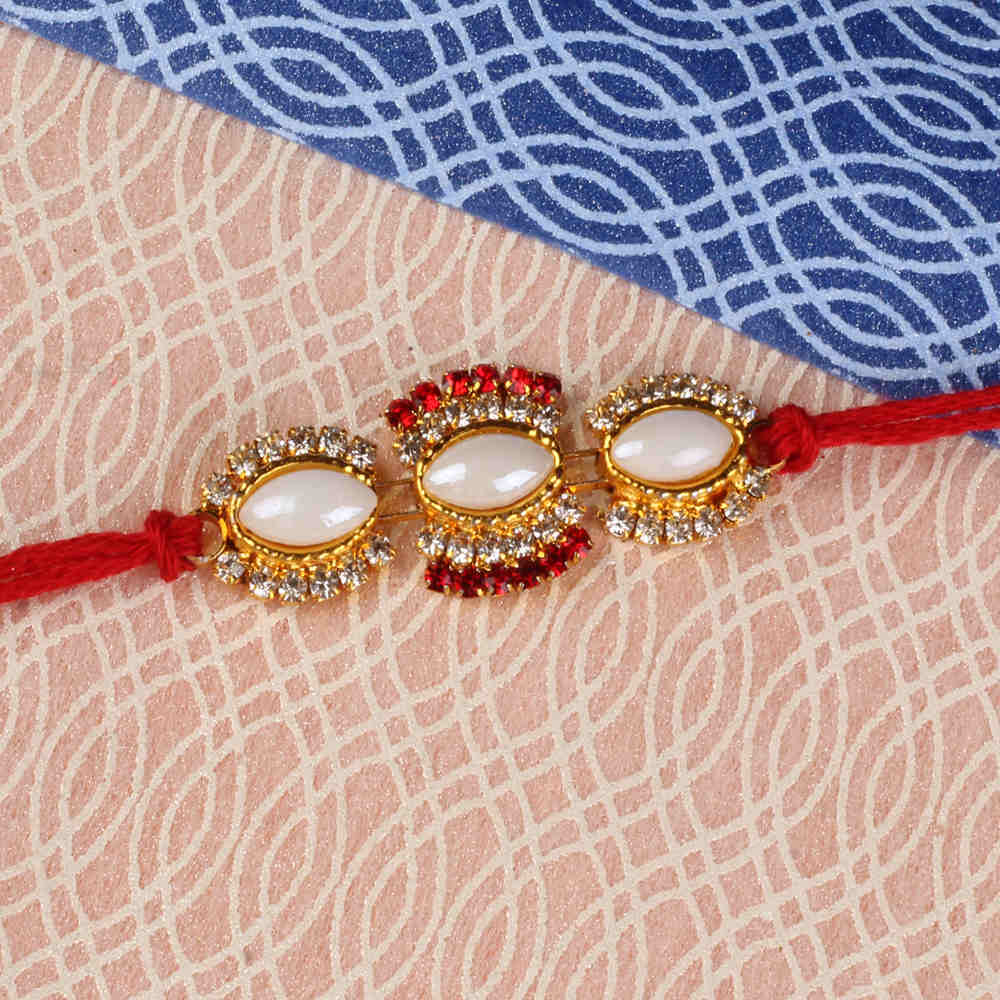 Three Pear Dial Stone Rakhi Thread