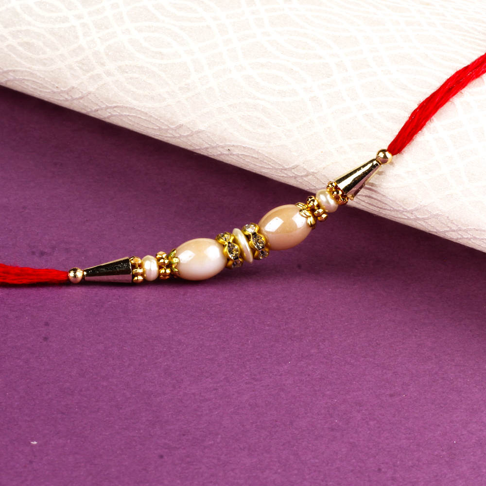 Ellipse Shape Pearl Rakhi