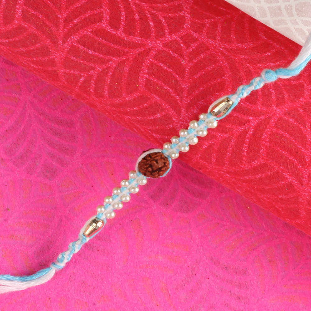 Rudraksha with Tiny Pearl Beads Rakhi