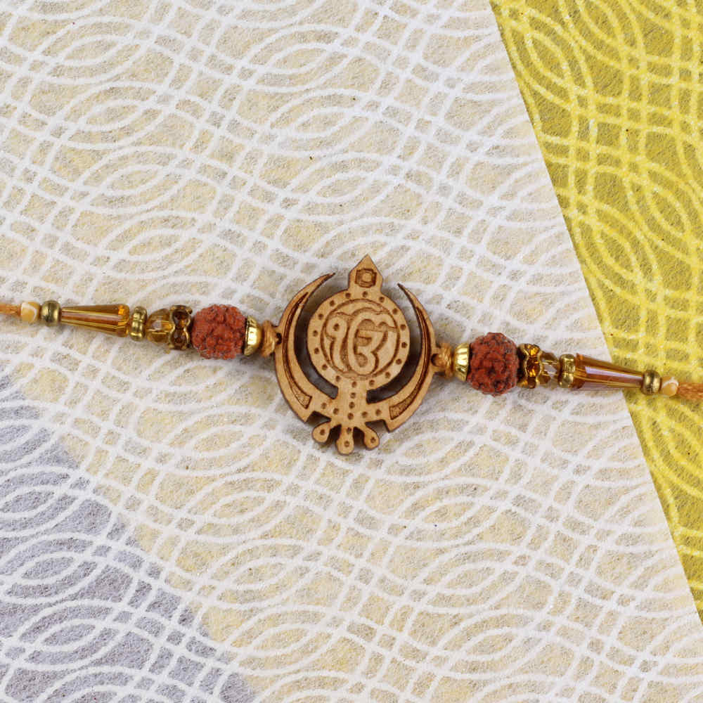 Wooden Khanda Ek Onkar Rakhi