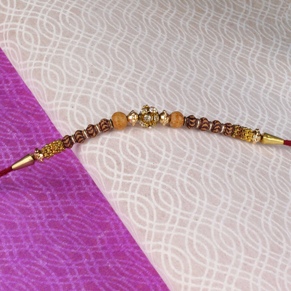 Designer Wooden Diamond Studded Rakhi