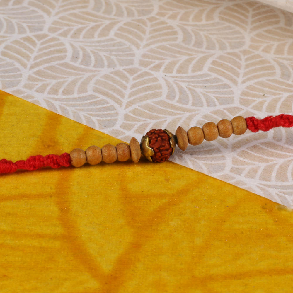Rudraksha with Wooden Beads Rakhi