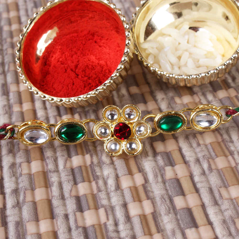 Floral Kundan Rakhi