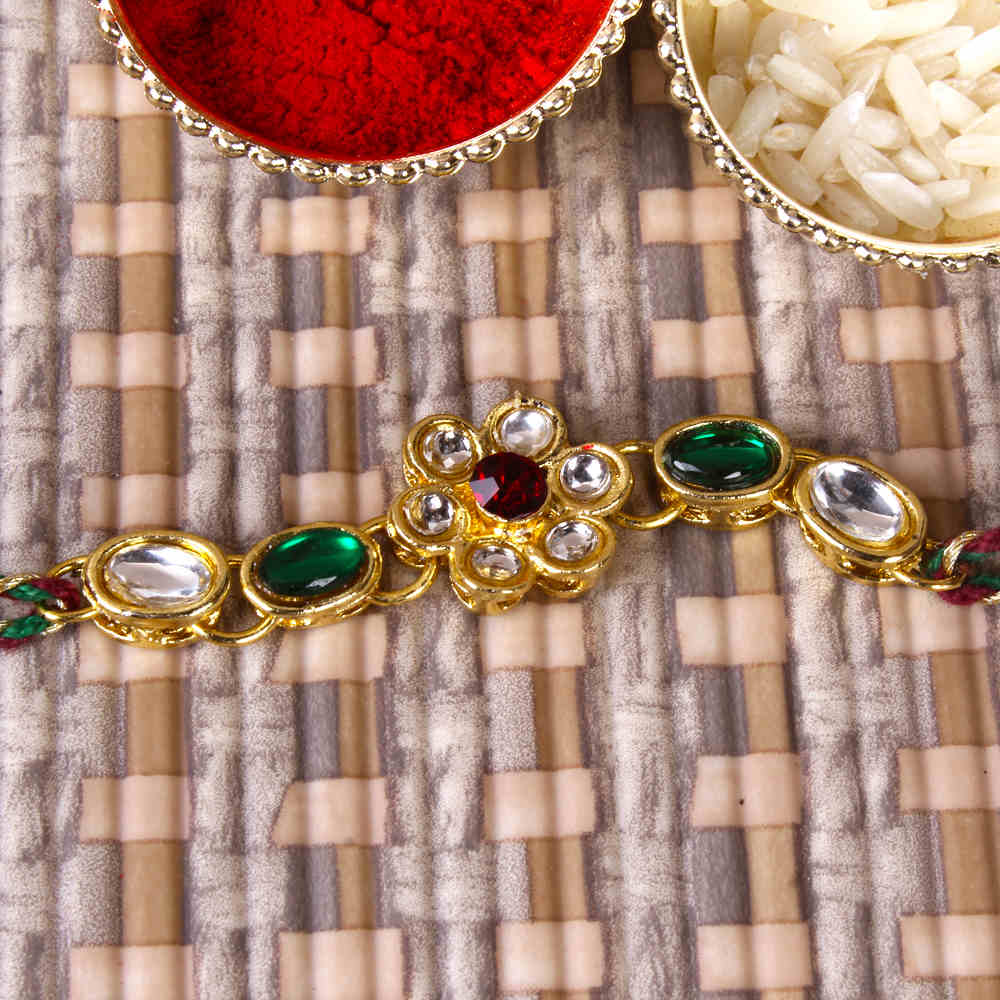 Floral Kundan Rakhi