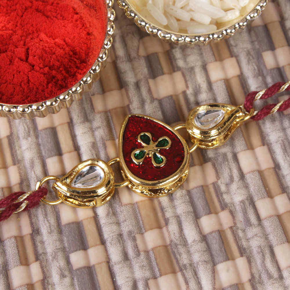 Teardrop Shape Kundan Rakhi