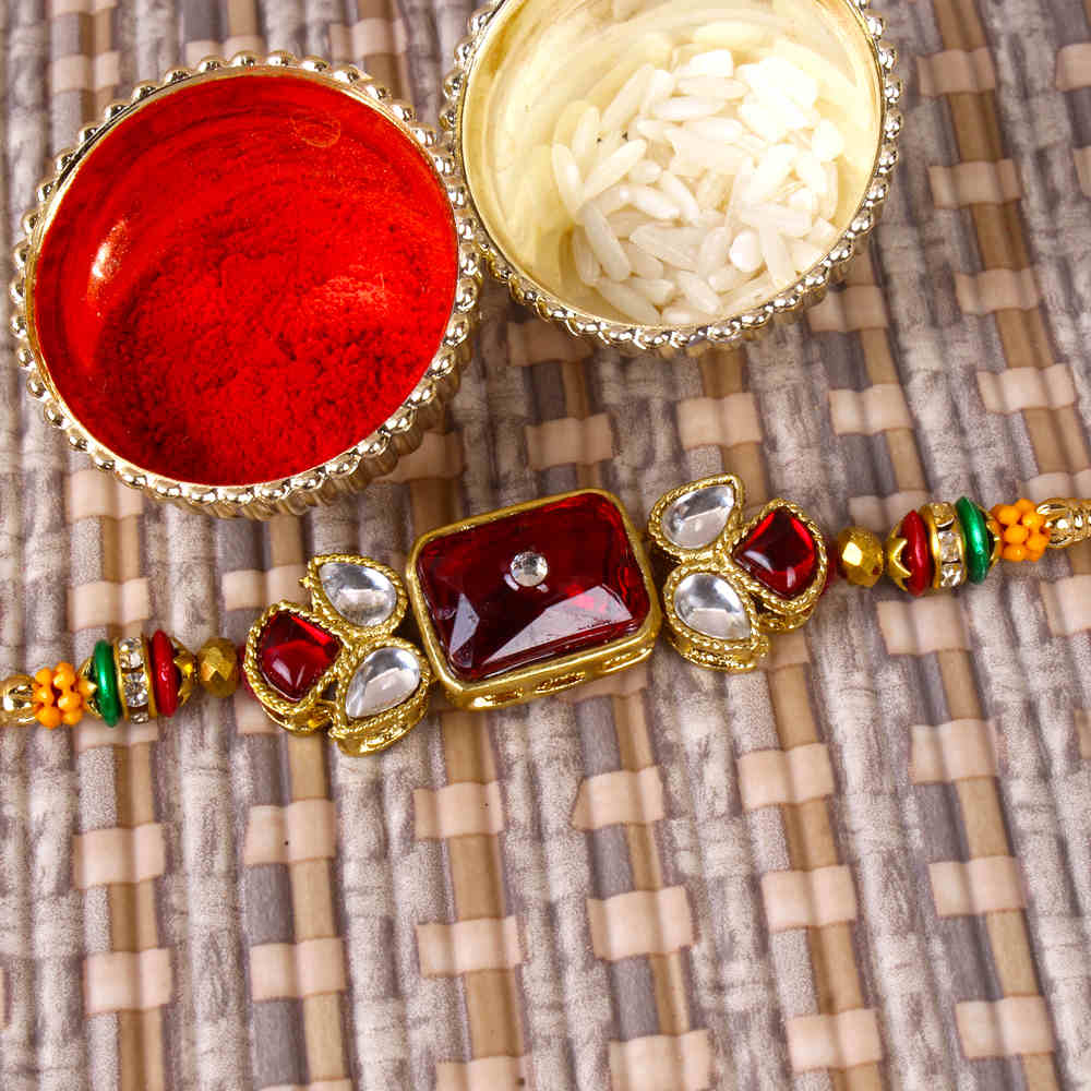 Royal Multicolor Designer Kundan Rakhi