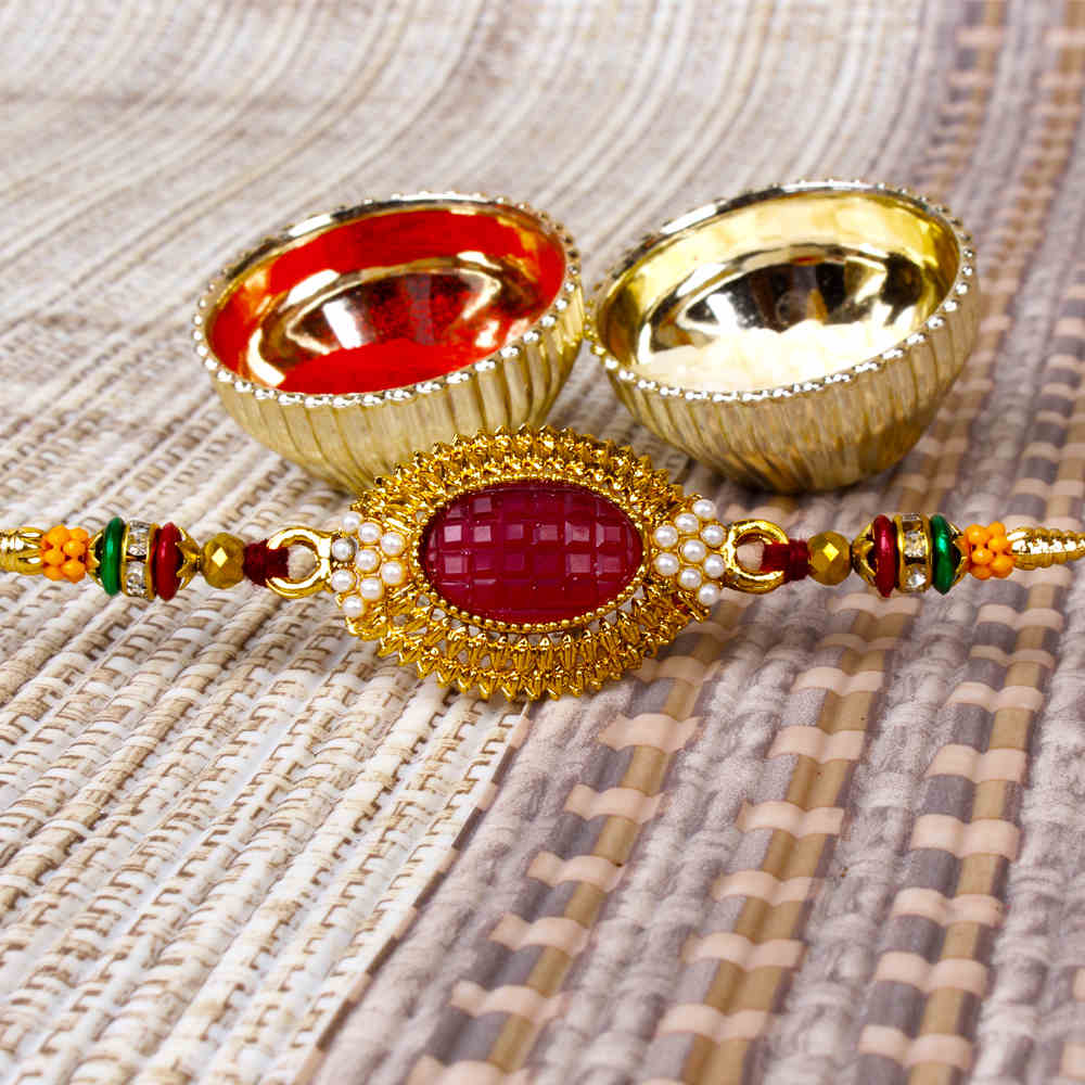 Traditional Broach Kundan Rakhi