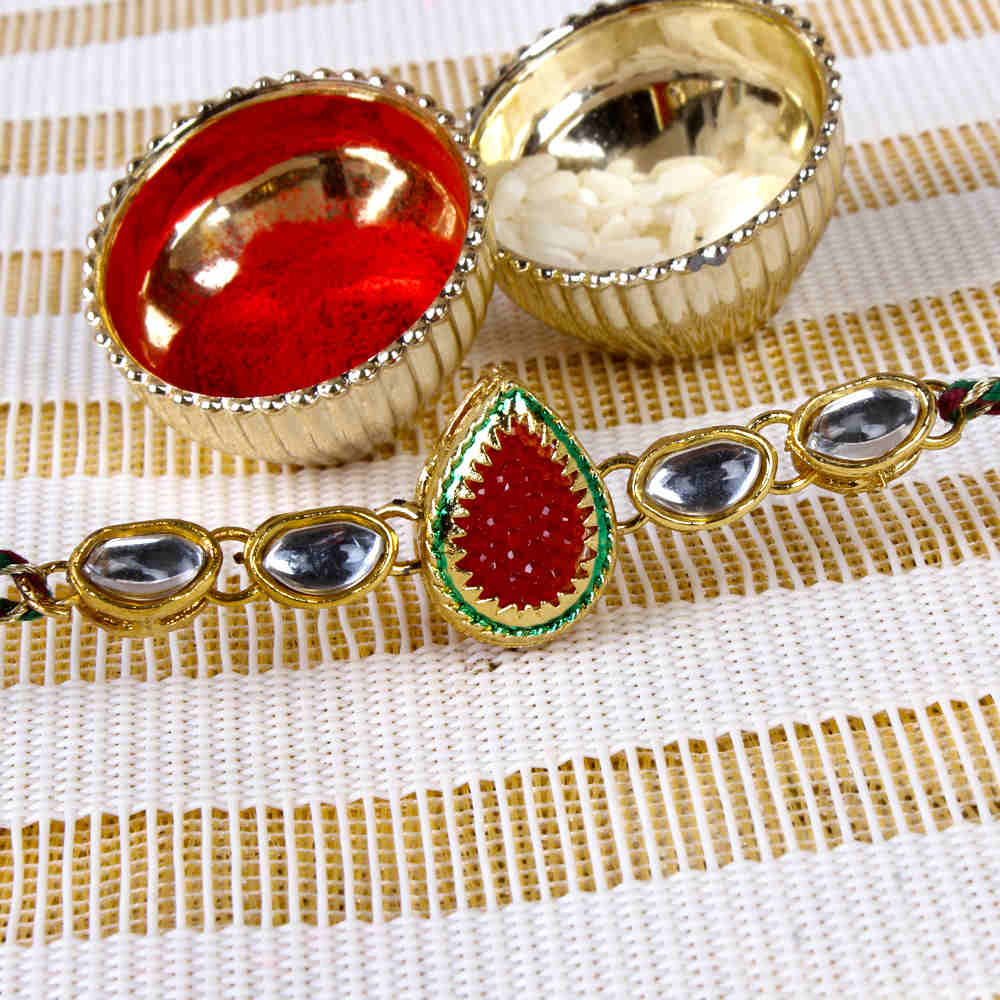 Unique Design Kundan Rakhi