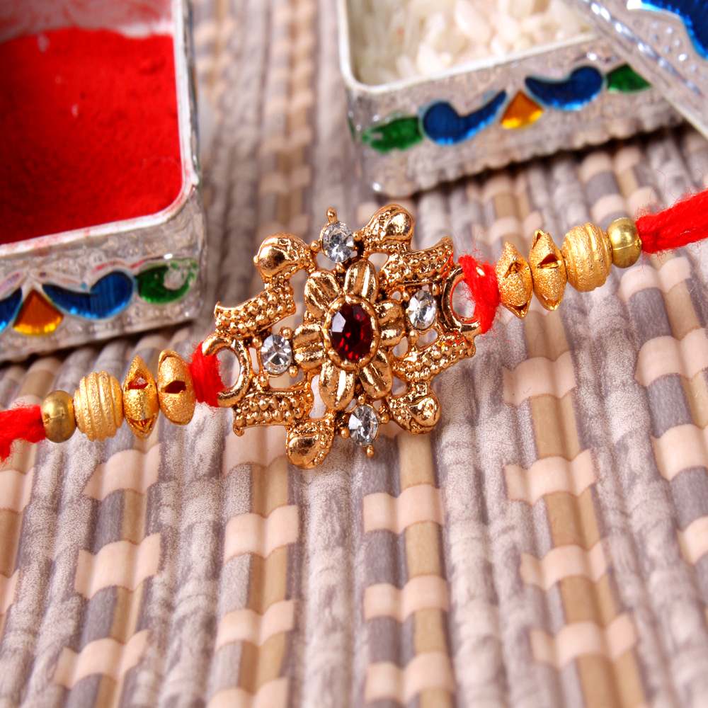 Designer Traditional Stone Rakhi  - Worldwide