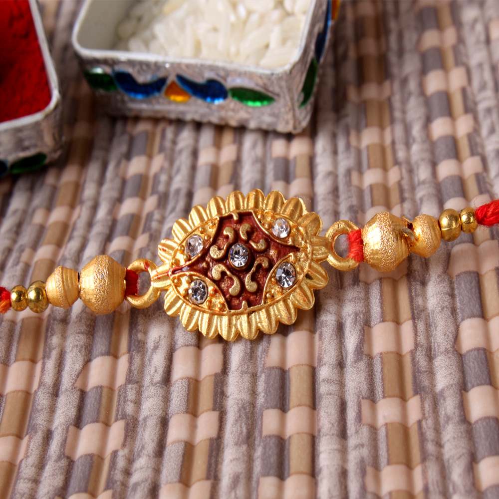 Attractive Shiny Golden Rakhi