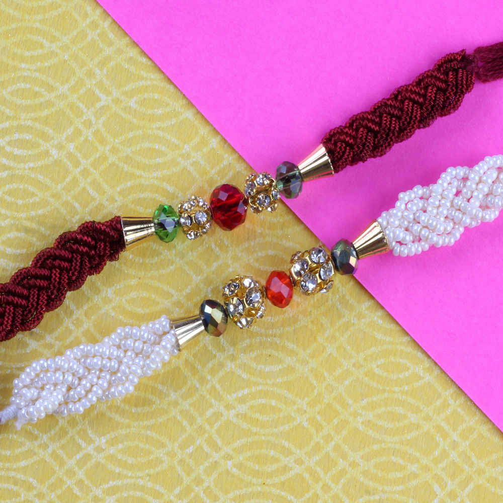 Moti Har Rakhi with Zardoshi Diamond Ball Rakhi Thread