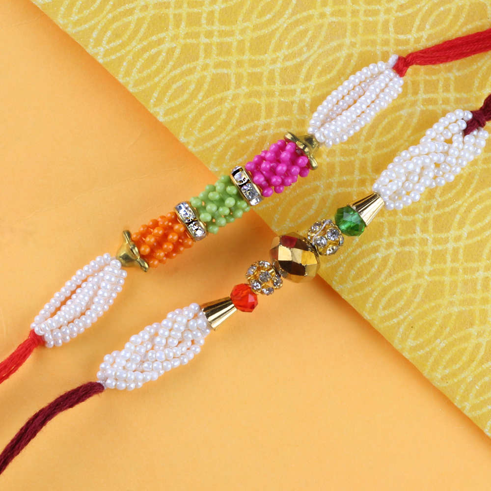 Pair of Colorful Moti Rakhis