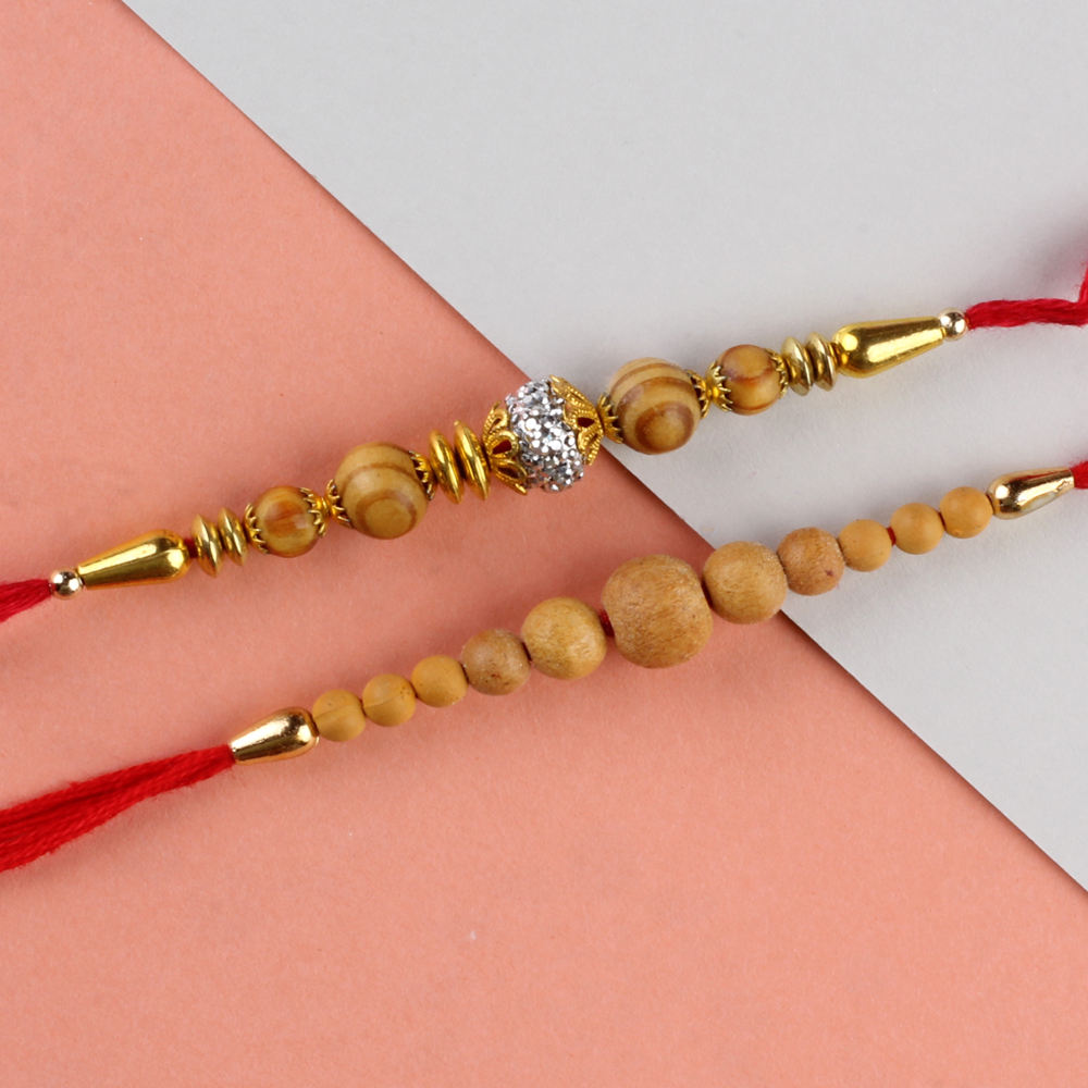 Sandalwood Designer Rakhi with Wooden Beads Rakhi