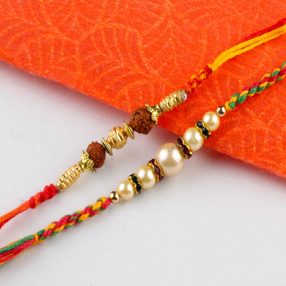 Rudraksha Rakhi with Pearl Rakhi