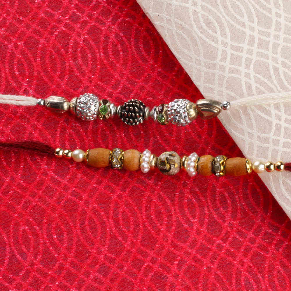 Silver Designer Rakhi with Designer Swastika Rakhi