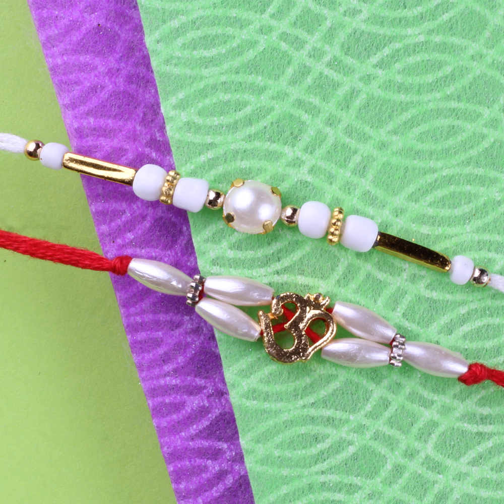 Set of Two Simple Pearl Rakhis