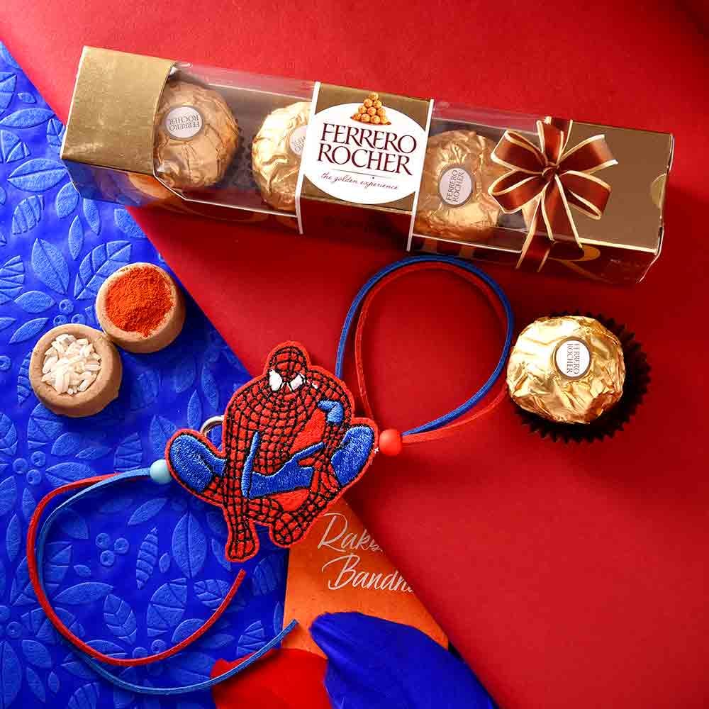 3 Pcs Rocher With Spider man Rakhi- USA