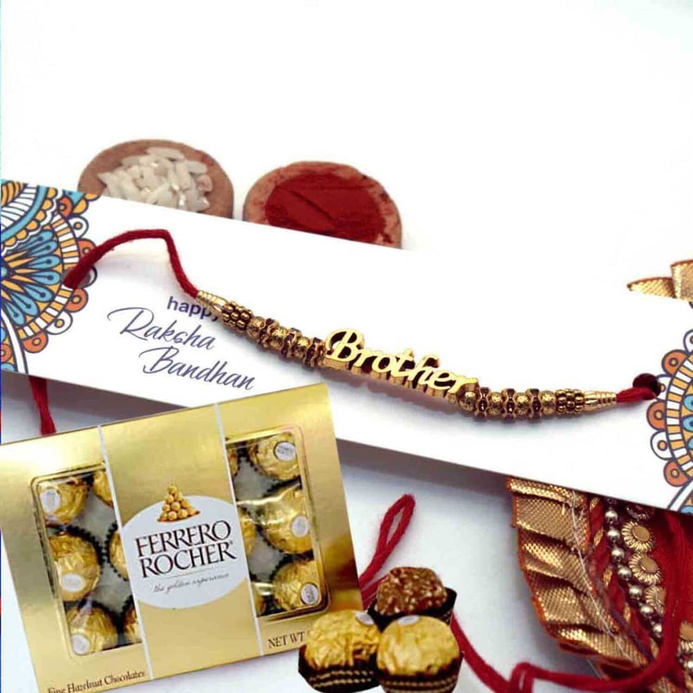 Combo of Rakhi With Ferrero Rocher Chocolate -USA