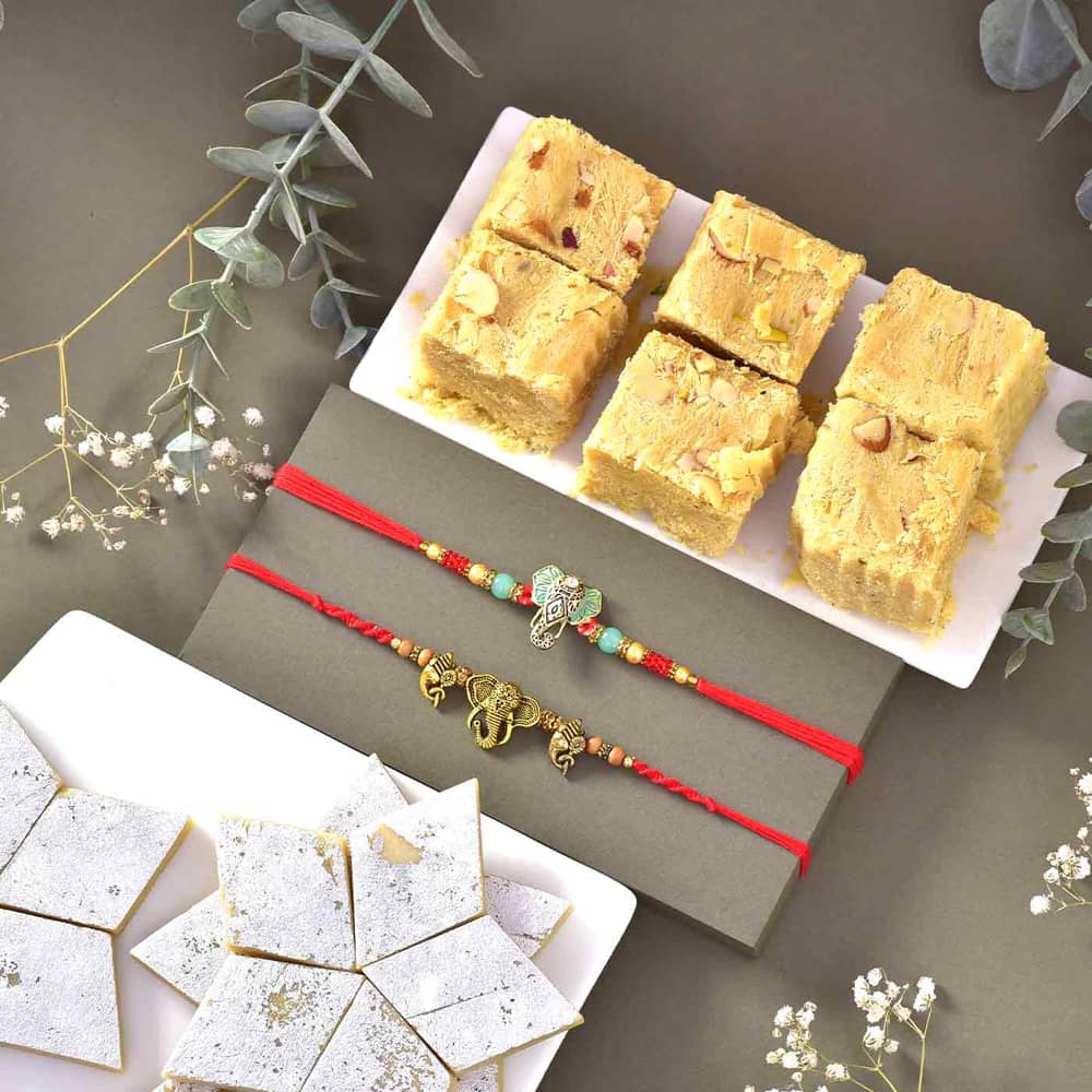 2 Rakhi With kaju katli and soan papdi- USA