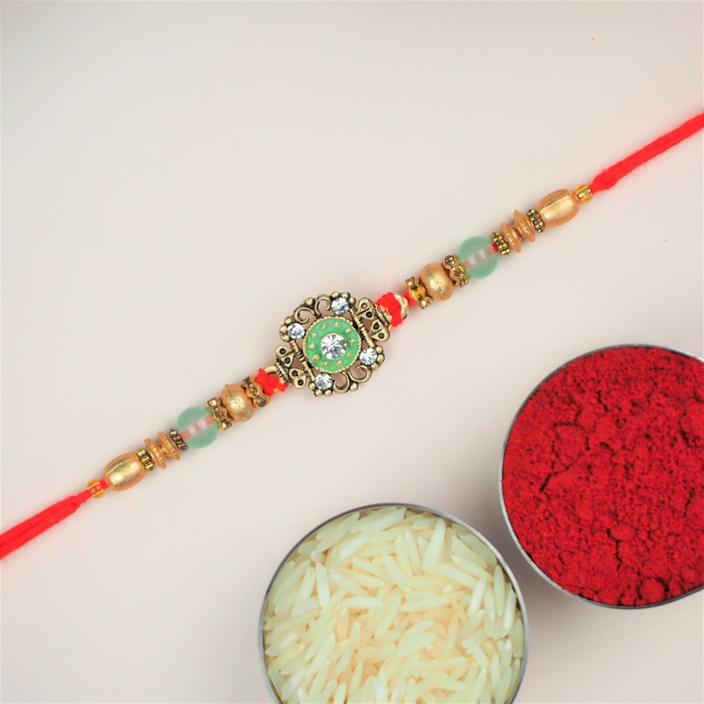 Shiny Colourful  Stone Rakhi -For UAE