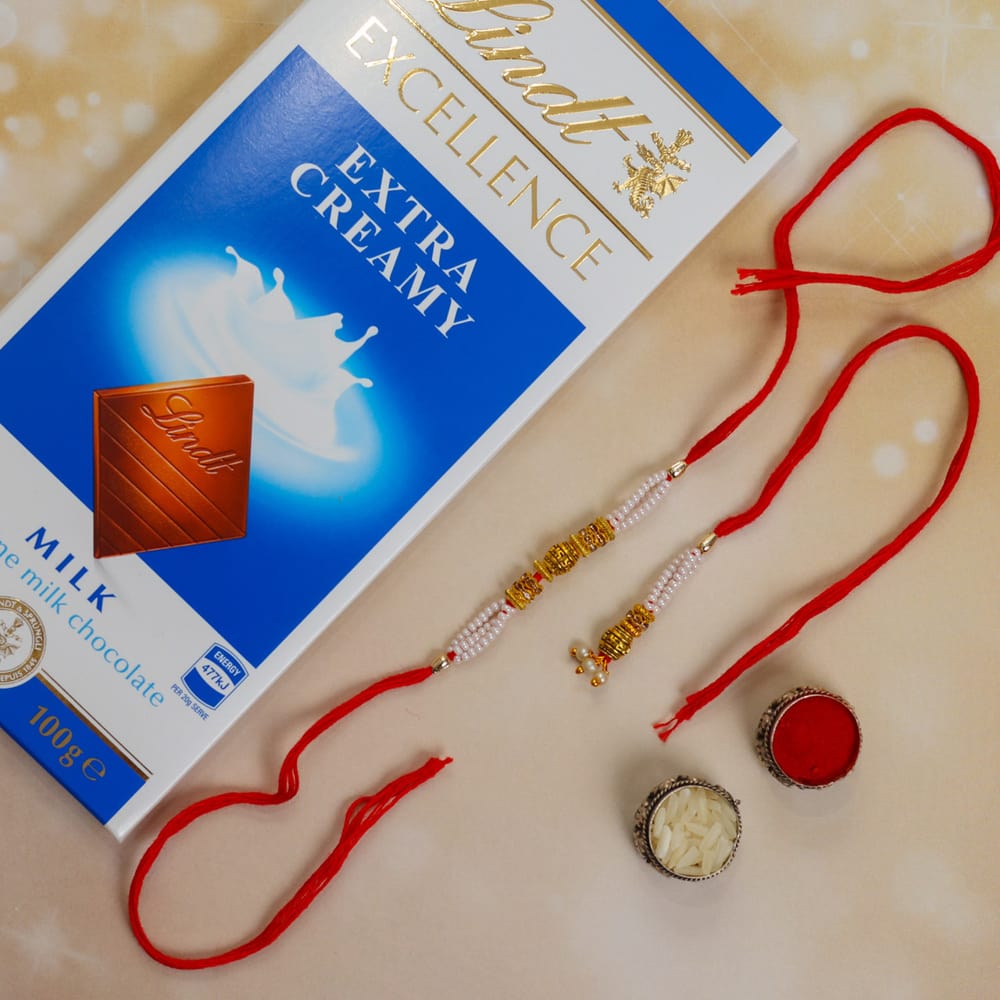 Lindt Chocolate Bar and Bhaiya Bhabhi Rakhi - For UAE